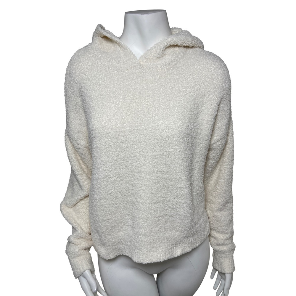 Aerie Off White Fuzzy Oversized Boxy Hoodie XS Cozy Pullover Loungewear
